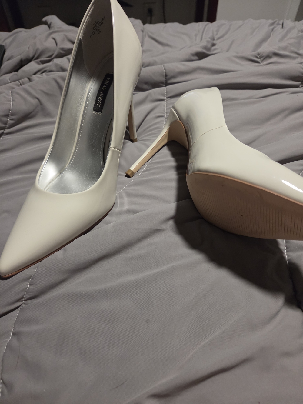 Nine West Cream Patent Pointed-Toe Stiletto Pumps